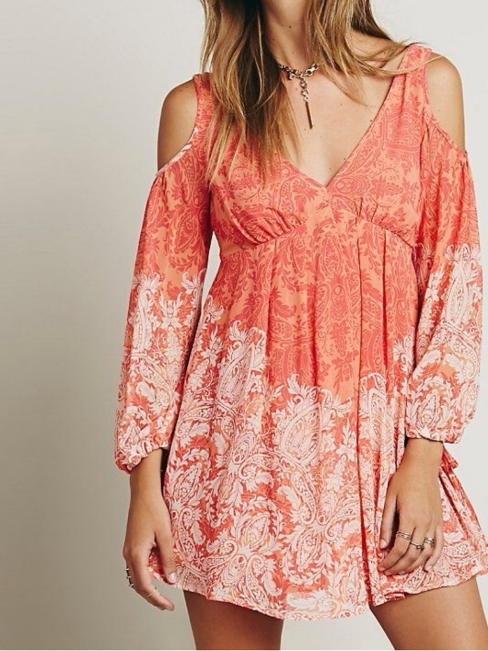 Free People Penny Lover Mini Dress in Clementine Combo - Picture 7 of 8